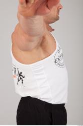 Upper Body Man White Sports Singlet Muscular